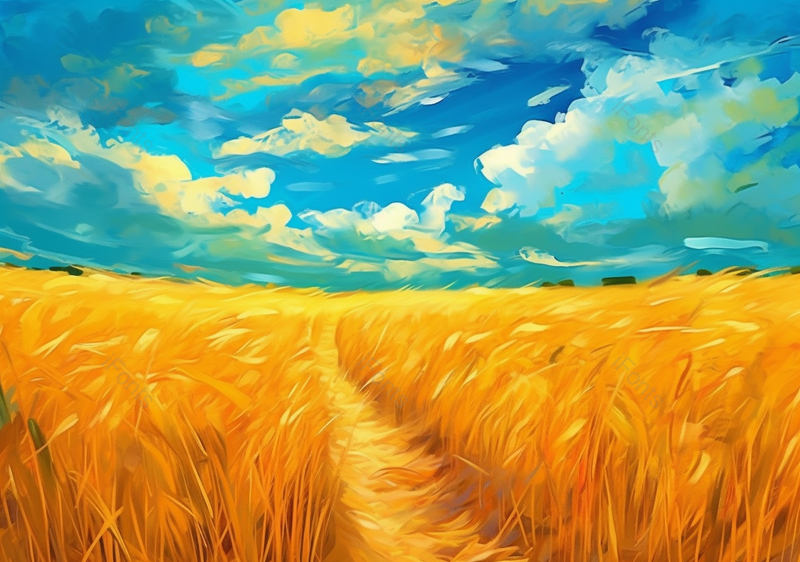 农作物丰收麦田油画背景图,插画/手绘图,插画/手绘图库,插画/手绘图下载,插画/手绘